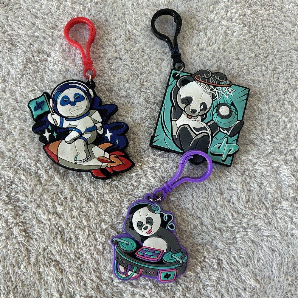 Lot of 3 Dude Perfect Keychains Bag Clip Unfortunate Astronaut Panda Basketball